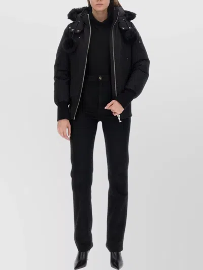 Moose Knuckles Hooded Down Jacket With Pom-poms
