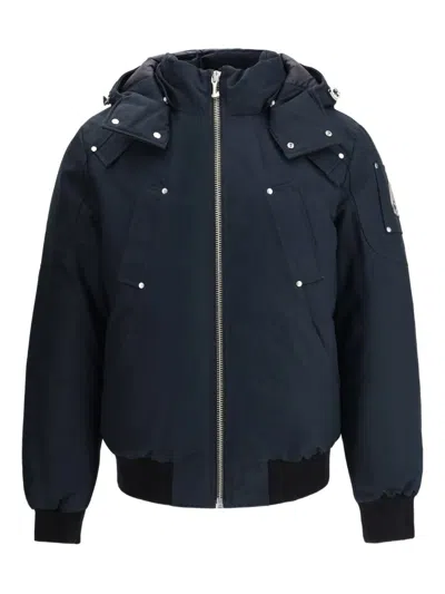 MOOSE KNUCKLES HOODED LOGO-PLAQUE BOMBER JACKET