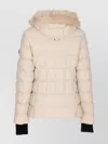 Moose Knuckles Hooded Padded Quilted Jacket With Removable Fur In Metallic