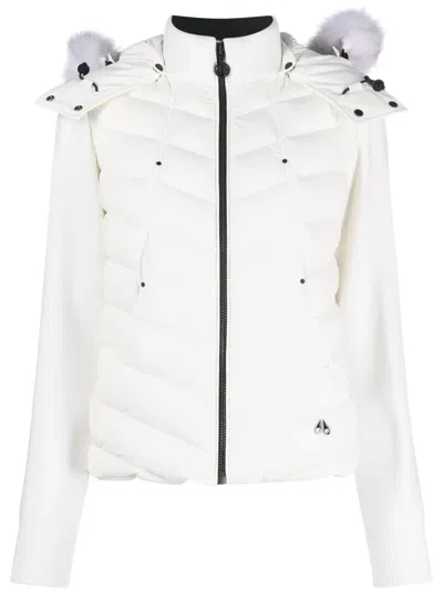 Moose Knuckles Hooded Panelled Padded Jacket In White