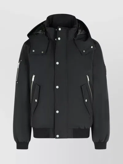 MOOSE KNUCKLES HOODED POLYESTER JACKET D-RING DETAIL