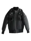 Moose Knuckles Hooded Pompom Jacket In Black
