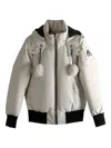Moose Knuckles Hooded Pompom Jacket In White