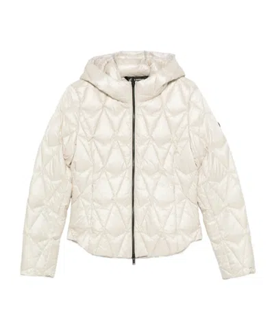 Moose Knuckles Hooded Quilted Down Jacket In Milky White
