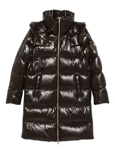Moose Knuckles Hooded Zip Coat In Brown