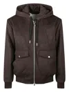Moose Knuckles Hooded Zip-up Jacket In Brown