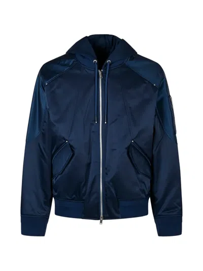Moose Knuckles Hooded Zip-up Jacket In Blue