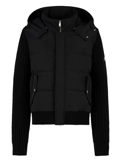 Moose Knuckles Hybrid Zip Up Bomber Jacket In Black