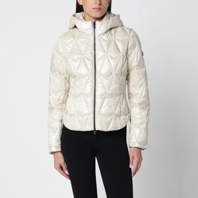Moose Knuckles Iceberg Alabaster Quilted Down Jacket In Recycled Nylon In Gold