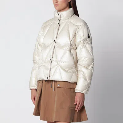 Moose Knuckles Iceberg Quilt Down Alabaster Nylon Down Jacket In Neutral