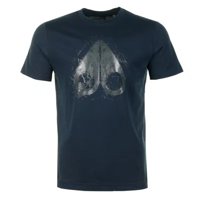 Moose Knuckles Icebreak Logo T Shirt Navy In Blue
