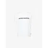 Moose Knuckles 'conway' White Crewneck T-shirt With Logo Lettering Print On The Front In Milky Way