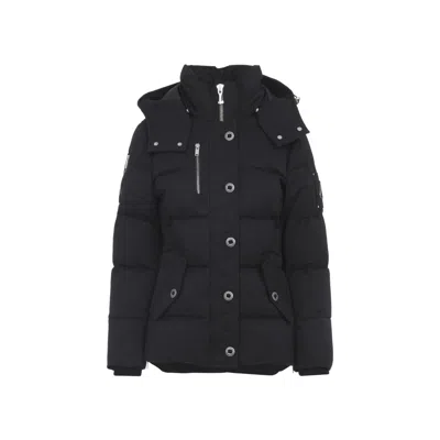 Moose Knuckles Hooded Quilted Jacket Side Pockets In Black