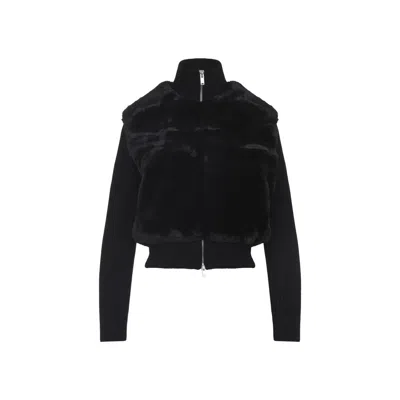 Moose Knuckles High-neck Ribbed Jacket In Black
