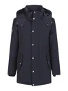 Moose Knuckles Hooded Coat In Blue