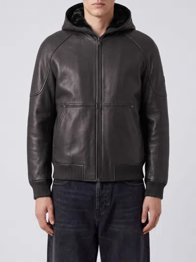 Moose Knuckles Neo Bunny Leather Jacket In Black