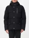 Moose Knuckles Forrestville Black Down Jacket With Fixed Hood And Logo Patch On The Sleeve In Cotton Blend Man In Black