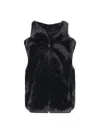 Moose Knuckles Sleeveless Faux Fur Hooded Jacket In Black