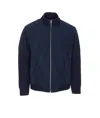 Moose Knuckles Contrast-panel Bomber Jacket In Blue