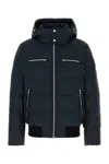 Moose Knuckles Padded Hooded Jacket Zippered Pockets In Blue