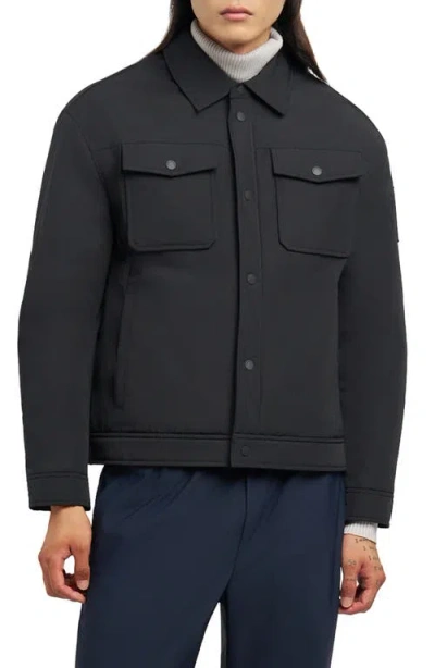 Moose Knuckles Jacque Bunny Water Resistant Faux Fur Lined Shirt Jacket In Blue