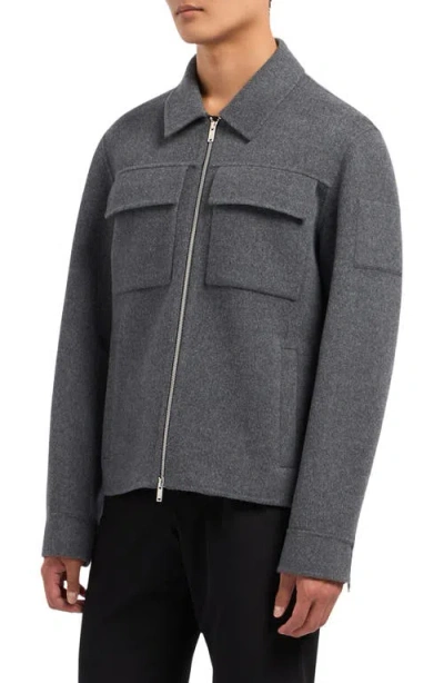 Moose Knuckles Jacques Wool Blend Double Face Jacket In Charcoal