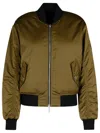 Moose Knuckles 'jet' Green Reversible Bomber Jacket With Logo Plate In Tech Fabric Woman In Green