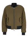 Moose Knuckles 'jet' Green Reversible Bomber Jacket With Logo Plate In Tech Fabric Woman In Green