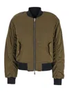Moose Knuckles 'jet' Green Reversible Bomber Jacket With Logo Plate In Tech Fabric Woman In Green