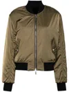 Moose Knuckles 'jet' Green Reversible Bomber Jacket With Logo Plate In Tech Fabric Woman In Green