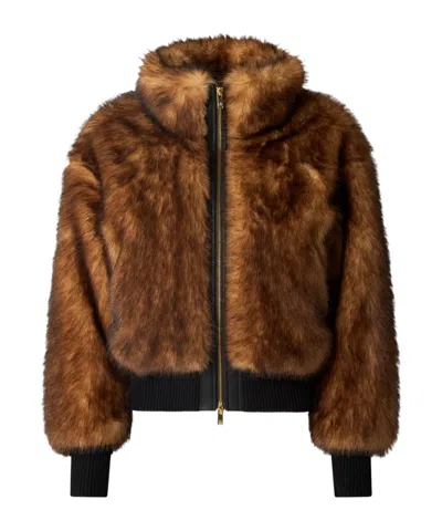 Moose Knuckles Jill Faux Fur Bomber In Brown