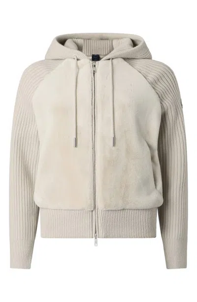 Moose Knuckles Junction Faux Fur Hooded Sweater In Alabaster