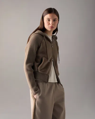 Moose Knuckles Junction Hooded Hybrid Sweater In Ashen