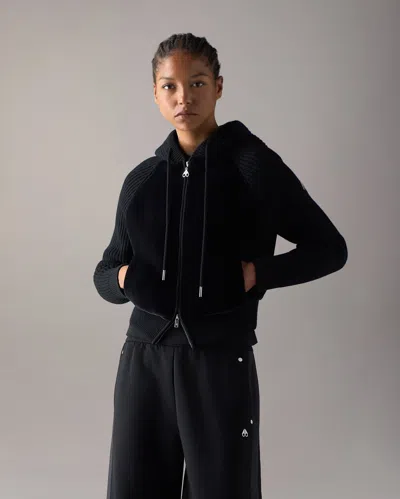 Moose Knuckles Junction Hooded Hybrid Sweater In Black
