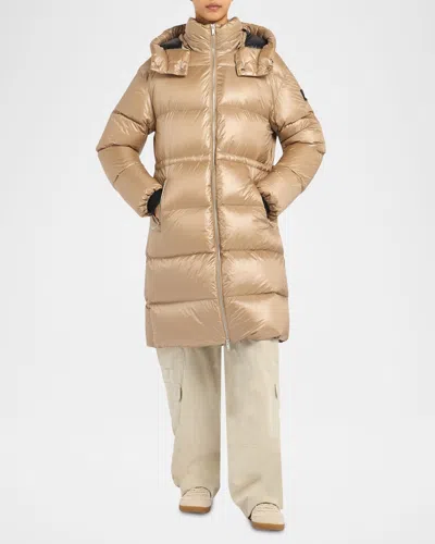 Moose Knuckles Juniper Metallic Parka In Champagne