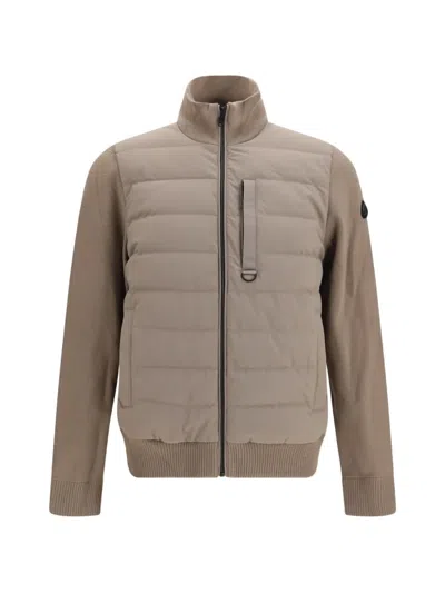 Moose Knuckles Kamet Hybrid Knitted Down Jacket In Brown