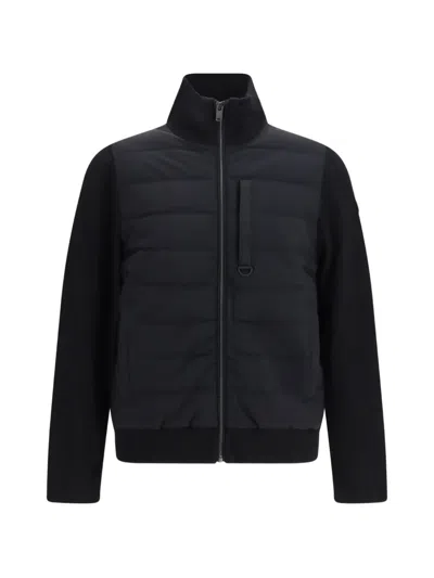 Moose Knuckles Hybrid Puffer With Knit Inserts Jacket In Blue
