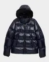 Moose Knuckles Kid's Kings Shearling-trimmed Puffer Jacket In Blue