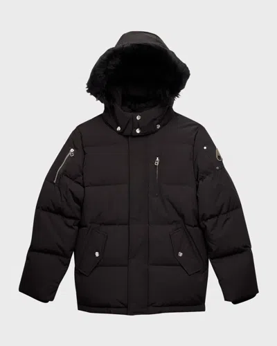 Moose Knuckles Kid's Puffer Shearling Coat In Black