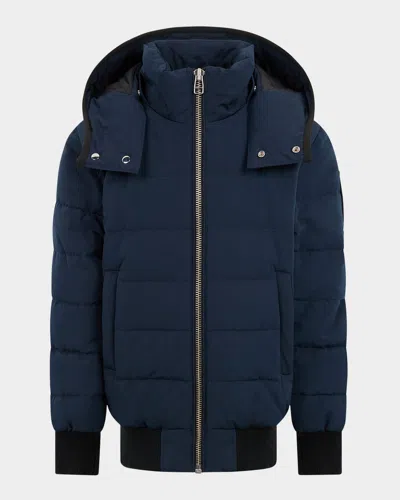 Moose Knuckles Kid's Quilted Down Bomber Jacket In Blue