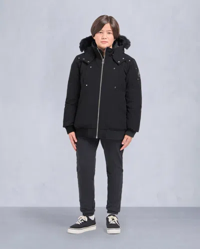 Moose Knuckles Kids Unisex Original Shearling Trim Bomber In Black