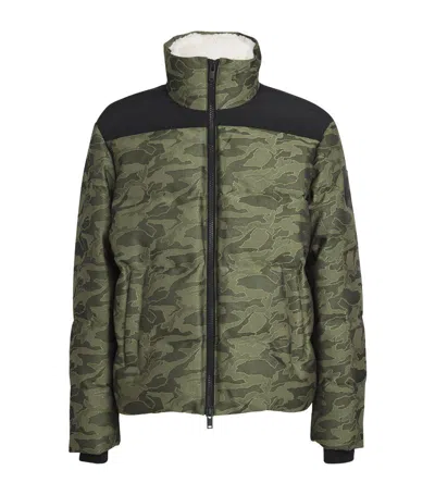 Moose Knuckles Kings Camouflage Print Puffer Jacket In Moss Camo