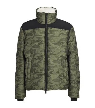 Moose Knuckles Kings Camouflage Print Puffer Jacket In Green