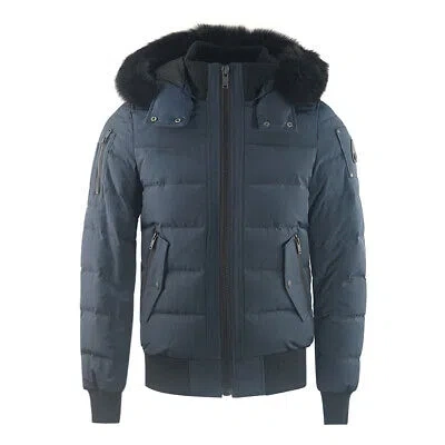 Pre-owned Moose Knuckles Ladriere Bomber True Navy Down Jacket In Blue
