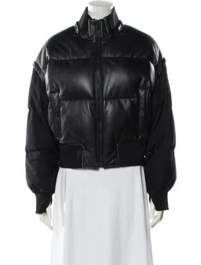 Pre-owned Moose Knuckles Lamb Leather Down Jacket In Black