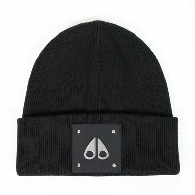 Moose Knuckles Large Logo Beanie Black Nickel