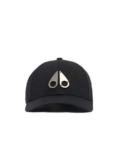 Moose Knuckles Logo Cotton Baseball Cap In Black