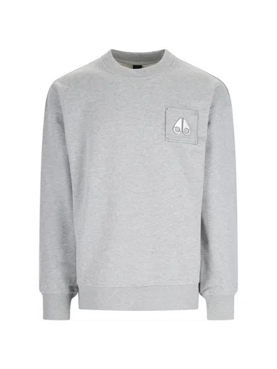 Moose Knuckles Logo Crewneck Sweatshirt In Grey