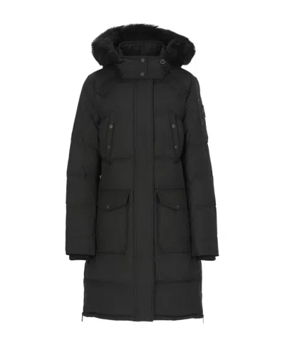 Moose Knuckles Logo Down Jacket In Black