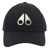 Moose Knuckles Black Baseball Cap With Metal Logo Patch In Cotton Man In Black